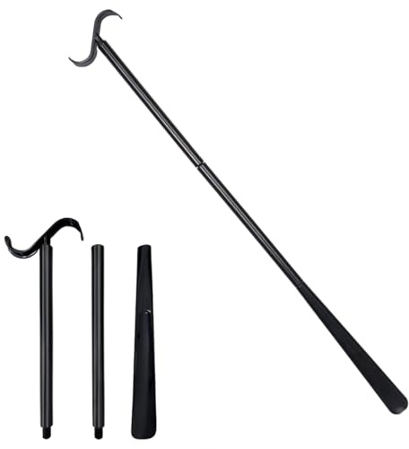 Bâton de pansement amovible de 88 cm avec chausse-pied réglable et outil de retrait de chaussettes – Aide à l'habillage extra long pour personnes âgées, personnes âgées pour mettre et enlever des