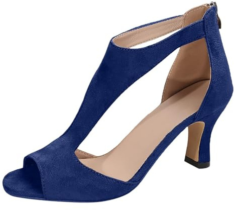Fashion Womens Sexy High Heels Ladies Comfort Bridal Wedding Shoes Prom Evening Occasion Heeled Strappy Dress Stiletto Sandals Open Toe Kitten Heel Sandals for Women Blue