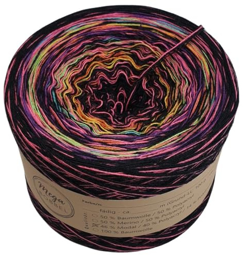 MegaBobbel- MODALmix *Verrückter Strudel Nr. 5*AMD44* Farbverlaufsgarn - Lace Garn Bobbel Wolle zum Häkeln & Stricken (4 fädig, 1000m)