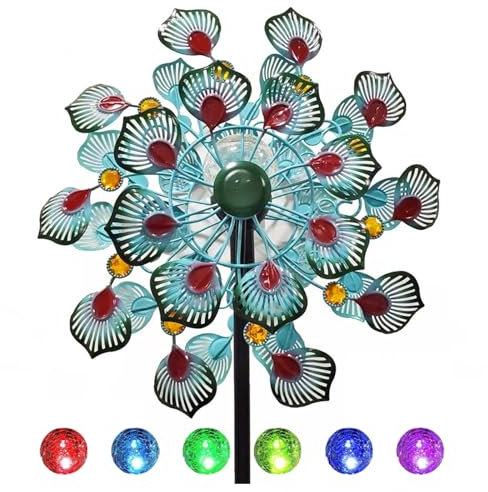 LHCXKJGS Solaire Moulin A Vent Jardin Exterieur, 213cm Moulin A Vent Jardin Exterieur Globe en Verre avec Moulin à Vent Cinétique, Moulin à Vent Solaire pour La DéCoration De Patio De Cour De Pelouse