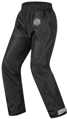 ILM Impermeabile Antipioggia Uomo Donna Pantaloni da Pioggia con Copriscarpe a Scomparsa per Moto Bicicletta Pesca Escursionismo Campeggio Modello RS03,Nero,XXL