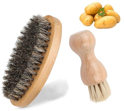 2 spazzole per verdure, spazzola da cucina, spazzola per patate, per la pulizia di pentole, funghi e verdure, spazzola per verdure compatta, facili da pulire e durevole