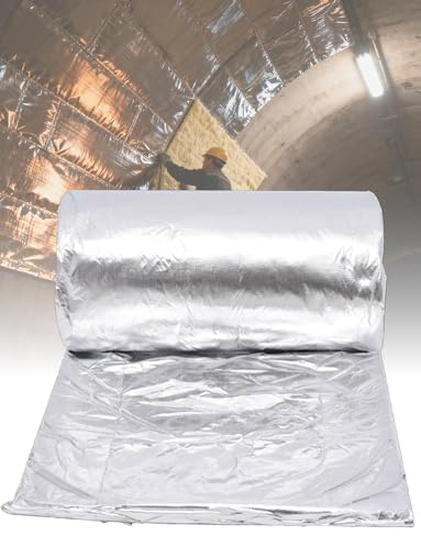 Ceramic Fiber Fire Insulation Blanket Double Foil Heat Barrier, Energy Saving Fireproof Wrap for Furnace, Stove, Fireplace, Duct, Kiln 100x61cm(20mm/0.8in)