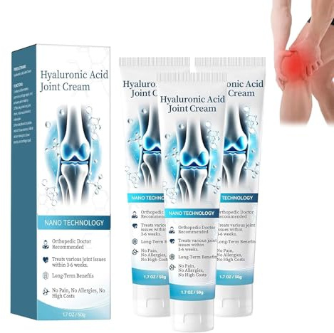 Crema ialuronica acida Joint Cream, Joint Relief Cream and Bone Care Creams, Riparazione articolare acido ialuronico Crema lenitiva per schiena, collo, mani, ginocchia (3 pezzi)