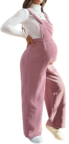 DOTBUY-SHOP Salopette Premaman Donna Elegante Velluto Coste Moda Tuta Premaman Donna Pantaloni Larghi Lunghi Comoda Jumpsuit Playsuit Overall Gamba Larga Casual per maternità