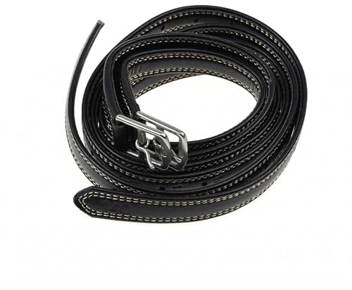 SanBluff 137,2 cm lange englische Steigbügelriemen – 2,5 cm breites Kunstleder mit Polypropylenkern, Edelstahlschnallen, hohe Zugfestigkeit für Reiten, Schwarz/Braun (schwarz)
