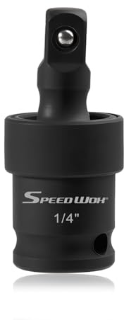 SPEEDWOX 1/4 Drive Universal Impact Swivel Joint Swivel Socket Adapter Cr-Mo Steel 1/2 Impact Socket Rounded Corner Design 360 Degree Rotating for Impact Wrench, Pneumatic Tool, Automotive Repair