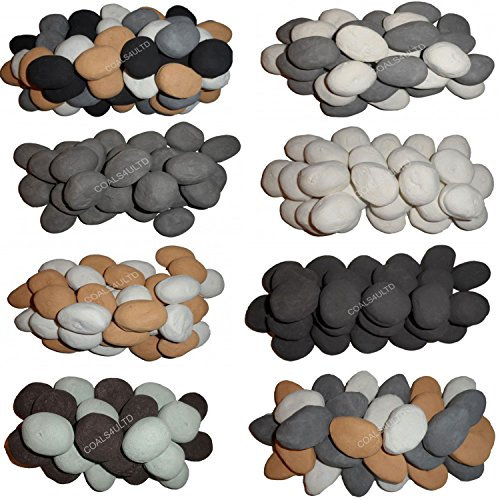 The Stove Wizard Multicolour Ceramic Pebbles, 30 Fire Stones for Gas Fire, LPG Fire, Electric Fireplace & Bio Ethanol Burner, Heat-Resistant Fuel Effect Pebbles in White, Grey, Beige, Black