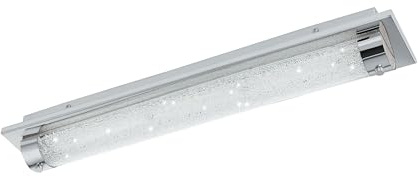 EGLO LED Deckenleuchte Tolorico, 1 flammige Wandlampe Bad | Badezimmer Lampe aus Edelstahl, Glas und Kristall in Chrom, Klar, LED Feuchtraumleuchte neutralweiß, IP44, L 57 cm
