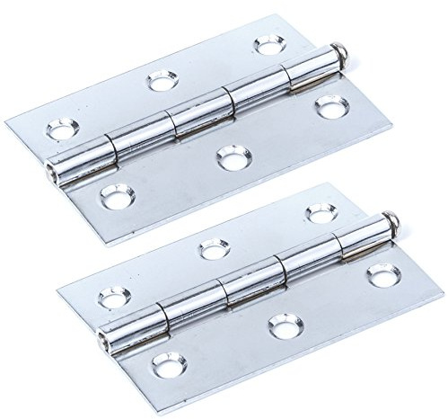 2X Pairs of Chrome Loose Pin Hinges - 3/75mm - Door Frame/Cupboard Hinges