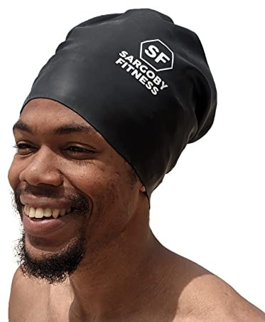 Sargoby Fitness Badekappe Dreadlocks Zöpfe Locs Badekappe Dreadlocks Extra große (Schwarz, XL)