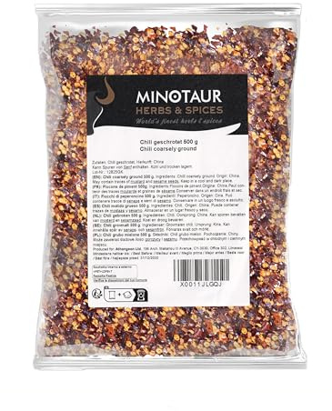 Minotaur Spices | Chili molido grueso | Copos de chile | 2 x 500 g (1 Kg) | Escamas, Medio Picante, Chiles