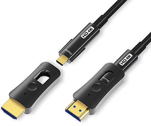 YIWENTEC HDMI Fibre Cable 4k@60Hz HDCP2.2 4:4:4 High Speed 18Gbps HDR 3D 4K2K HDMI Optic Fiber Cable with Micro HDMI Pull Type