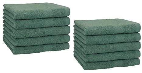 Betz 10er Premium Gästehandtücher-Set - Gesichtstücher-Set - Handtücher-Set - Händehandtücher - 30 x 50cm - tannengrün