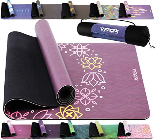 RDX Yogamatte PU 6mm Rutschfest Gymnastikmatte Pilatesmatte REACH RoHS Konform 6P Gummi Übungsmatte Fitness Pilates Gymnastik mit Tragetasche Gurt, Aerobic, Stretching Training Matte 183 X 61CM