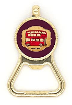 UK London Umbrella Stamp Red Bus Beer Bottle Cap Opener Stainless Steel Key Chain