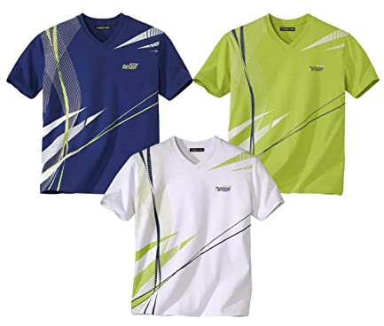 ATLAS FOR MEN - Lote de 3 Camisetas para Hombre - Cuello en V - Mangas Cortas - Disponible en Tallas Grandes