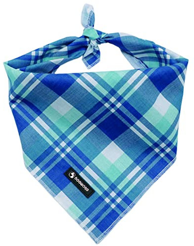 DGOWONG Hundehalstuch, Baumwolle Blau Plaid Badana Hund Hunde Dreieck Lätzchen Halstuch Hunde halstüche für Kleine, Mittelgroße und Große Hunde