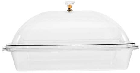 Housoutil Bandeja Acrílica Transparente con Tapa Bandeja Multifuncional para Servir En Casa Ideal para Buffet Postres Y Ensaladas 35Cm