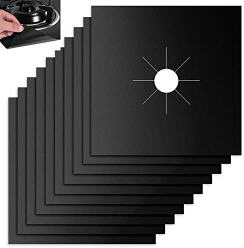 10 Piezas Protectoras para Hornillos de Gas Protector de Quemador Cocina Protector Estufa Gas Almohadilla de limpieza de Estufa de Gas Reutilizable Resistente a las Manchas Resistente al Calor