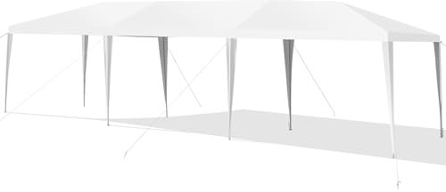 RELAX4LIFE 9x3m Gartenpavillon, Gartenzelt Wasserdicht, Partyzelt mit Metallstruktur, Pavillon für Party Hochzeit Festival Markt, Pop Up Pavillon Weiß