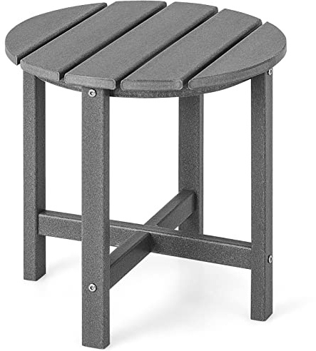 COSTWAY sidobord, litet trädgårdsbord av UV-resistent plast, balkongbord väderbeständigt, för terrass, balkong, trädgård, 46 x 46 x 46 cm, grått