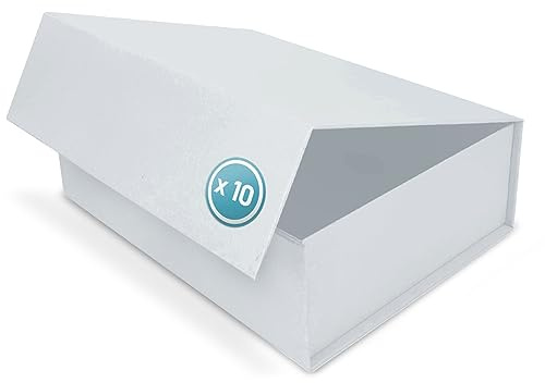 Verpackungswelt Geschenk-Box mit Deckel | 23 x 17 x 10 cm (10er Pack) | Geschenk-Karton mit Magnet-Verschluss | Perfekt für Geburtstag, Hochzeit, Weihnachten, Geburt | Geschenk-Verpackung in Weiß