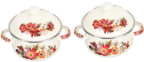 OQHAIR 2 pièces amphore émail Pot coréen Gril Casserole en céramique cocotte avec Couvercle coréen Chaud Pot Induction marmite Bougie Fondre Chocolat Pot Maison antiadhésif Nouilles Marmi