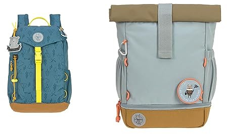 LÄSSIG 1203023400 Kinder Wanderrucksack Kinderrucksack Ausflug & Kindergartenrucksack Kinderrucksack Rolltop mit Brustgurt wasserabweisend, 11 Liter/Mini Rolltop Backpack Nature Hellblau