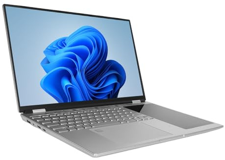 Portátil con Pantalla Táctil de 7 Pulgadas, Pantalla Doble de 15,6 Pulgadas con Reconocimiento de Huellas Dactilares, Procesador de 2,9 GHz, WiFi 2,4G 5G, (Enchufe Europeo de 16