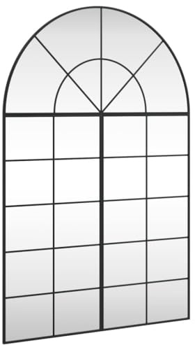 vidaXL Wandspiegel, Hängend Gewölbt Spiegel Badspiegel, Fensterspiegel für Badezimmer Wohnzimmer, Dekospiegel Flurspiegel, Schwarz Eisen