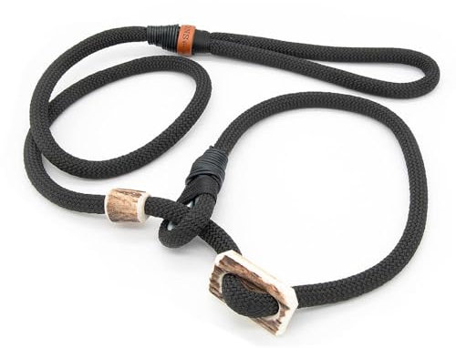 Retriever-Leine/Moxonleine Elegant-Style | handgefertigte Hundeleine aus Tau mit Halsbandfunktion & Horn-Stopper | 10mm – kraftvoll, stilvoll & komfortabel | Training, Alltag & Spaziergang
