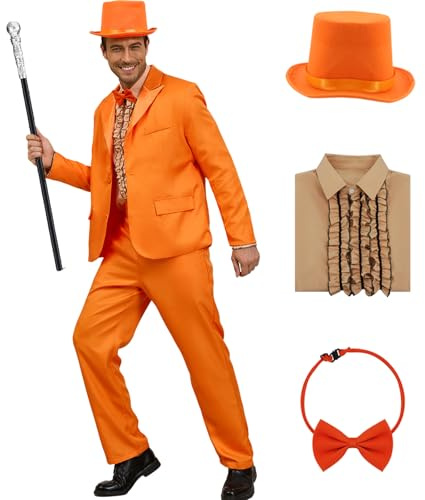 Harry und Lloyd Herren-Smokinganzug, lustiger Anzug, dummblau, Blazer, Zylinder, Fliege, Halloween, Cosplay, Kostüm, Größe L
