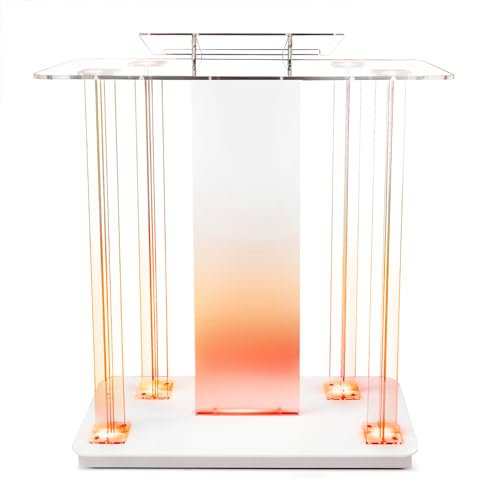 Gaonala Kirchen kanzel, 118.5cm Transparenter Acryl Rednerpult mit Rädern, Zylindrisches Stehpulte klares Rednerpult mit vertikaler Leseplattform für Kirchen,118.5cm x 90cm x 45 cm (1, Kreuzförmig)