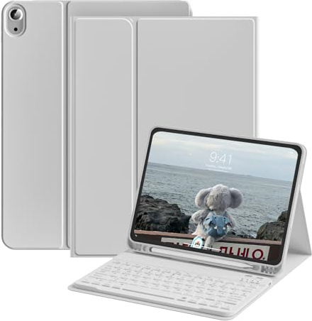 zoyu Hülle mit Tastatur für iPad A16 11/10 Generation (11/10.9 Zoll) | Mit Magnetisch Abnehmbarer Tastatur und Flip-Stand-Cover, Auto Wake/Sleep für iPad 11/10 Gen (11/10.9 zoll), Grau