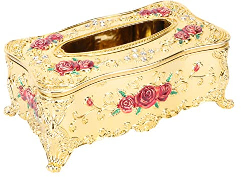Hoement Hochwertige Taschentuchbox Mit Rosenmuster Europäischer Stil Serviettenhalter Vielseitig Für Zuhause Auto Büro Und Hotel Wiederverwendbar Dekorativ Und Elegant
