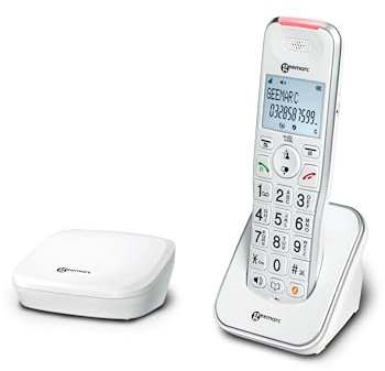 Geemarc Liberty 200, Amplified Home Telephone with Small DECT Base, Loud Ringer, Hearing Aid Compatible Cordless Phone, Easy Use Cordless Handset to Be Placed Anywhere in the House
