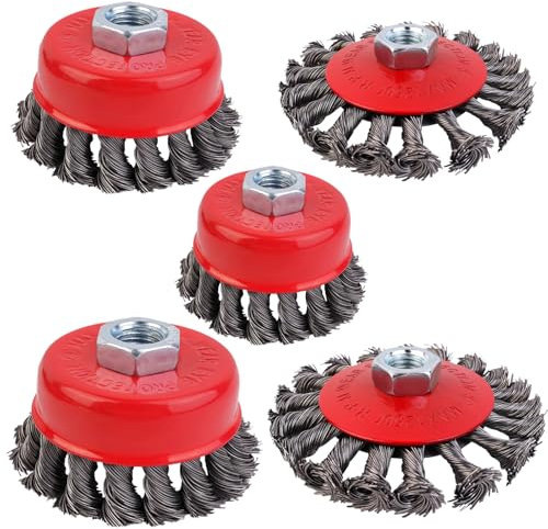 5 Stück Winkelschleifer Drahtbürste, 75/100/125mm Edelstahldraht Drahtbürste Flex, M14 Drahtbürste Winkelschleifer für Reinigen und Schleifen