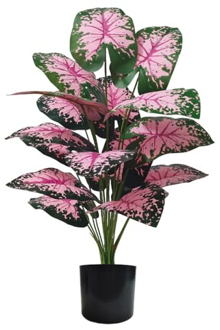 Vmhkjo Kunstpflanzen Groß 72cm Hoch 18 Zweige Grünpflanzen im Topf Künstliche Pflanzen Wie Echt Outdoor Tropical Hawaii Grün Fake Plant für Schlafzimmer Büro Garten Hochzeit Party Deco