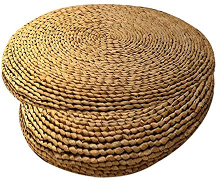 MNIHSFRTY Hty 2 Pcs Natural Straw Cushion Poufs Japanese Style Tatami Indoor Floor Cushion Seat Handmade Futon Cushion Rattan Woven Ottomans for Meditation (Color : Beige, Size : 4040cm)