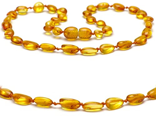 Bernsteinkette aus echt baltischem Bernstein – Naturschmuck für Damen & Herren & die ganze Familie– Edelsteinkette & Glücksbringer – Echter Bernstein Schmuck - Weinachtsgeschenke kleinigkeiten