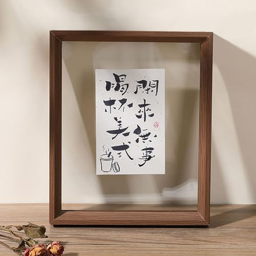 Machtiging Floating Frame Double Sided,Floating Glass Frames,Wooden Frame,Floating Frame For Canvas,A4 Frame Wood,Leaf Specimen Photo Frame,Dust-Proof,Clear,Double-Sided,For Photos,Poster,Artworks