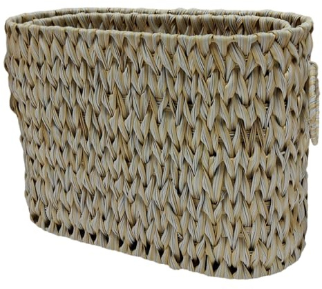 Cesta de almacenamiento elegante de ratán para papel higiénico con tapa para organizador de baño estrecho de 6 a 9 rollos