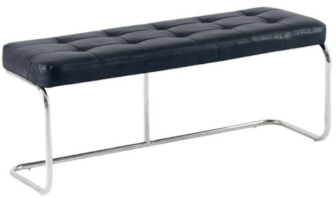 Generisch Hocker, Moderne Fußbank, Esszimmerbank mit silbernen Beinen aus Edelstahl, gepolsterte Leder-Eingangsbank, Sofa-Lederbank für Schlafzimmer, Wohnzimmer, Eingangsbereich (schwarz, 15,7 x 20,3