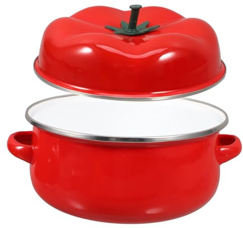 VINTORKY Deep Enamel Stew Pot 20cm Double Handles Heat Preserving Pot Induction Cooker Safe Soup Stew Cooker