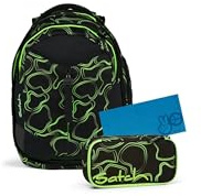 Satch Match Bundle ab 5. Klasse, ergonomisch, 3-teilig, 35 L Stauraum, standfest, Organisationstalent Green Supreme - Schwarz