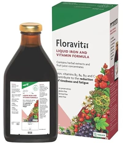 Fórmula líquida de hierro y vitaminas, sin conservantes, vitamina B2, B6 y C, vegano, 500 ml