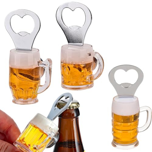 LONZIKP Lot de 3 Ouvre-bouteilles Magnétiques Amusants en Forme de Verre à Bière avec Aimant pour Réfrigérateur