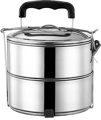 YEJBBUC Contenedor de almuerzo Bento de acero inoxidable con tapa hermética para trabajadores, camping, viajes, 2 capas