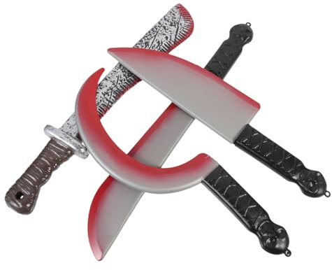 FRCOLOR 4 pièces Set de Couteaux Factices Halloween Plastique Accessoires Rétro et Réalistes pour Décoration de Fête et Farces